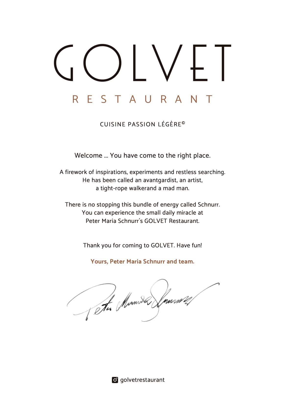 2502 GOLVET Menu